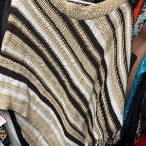 Elegant‎ Striped Tan and Cream Poncho